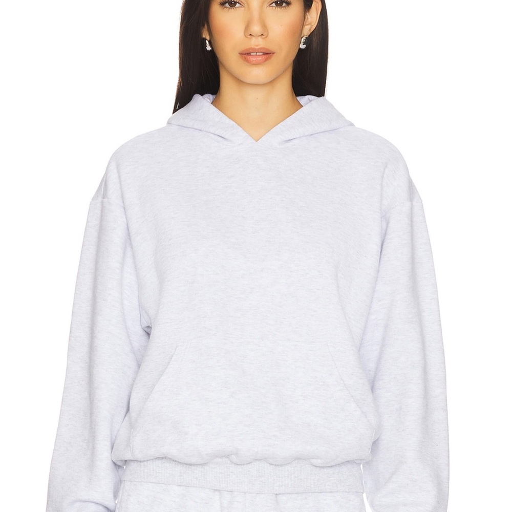 SKIMS Classic Fleece Cotton Hoodie — Light Heather Grey — XS
